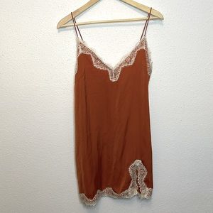 Urban Outfitters Out from Under Burnt Orange Lace Slip Dress Size Small
